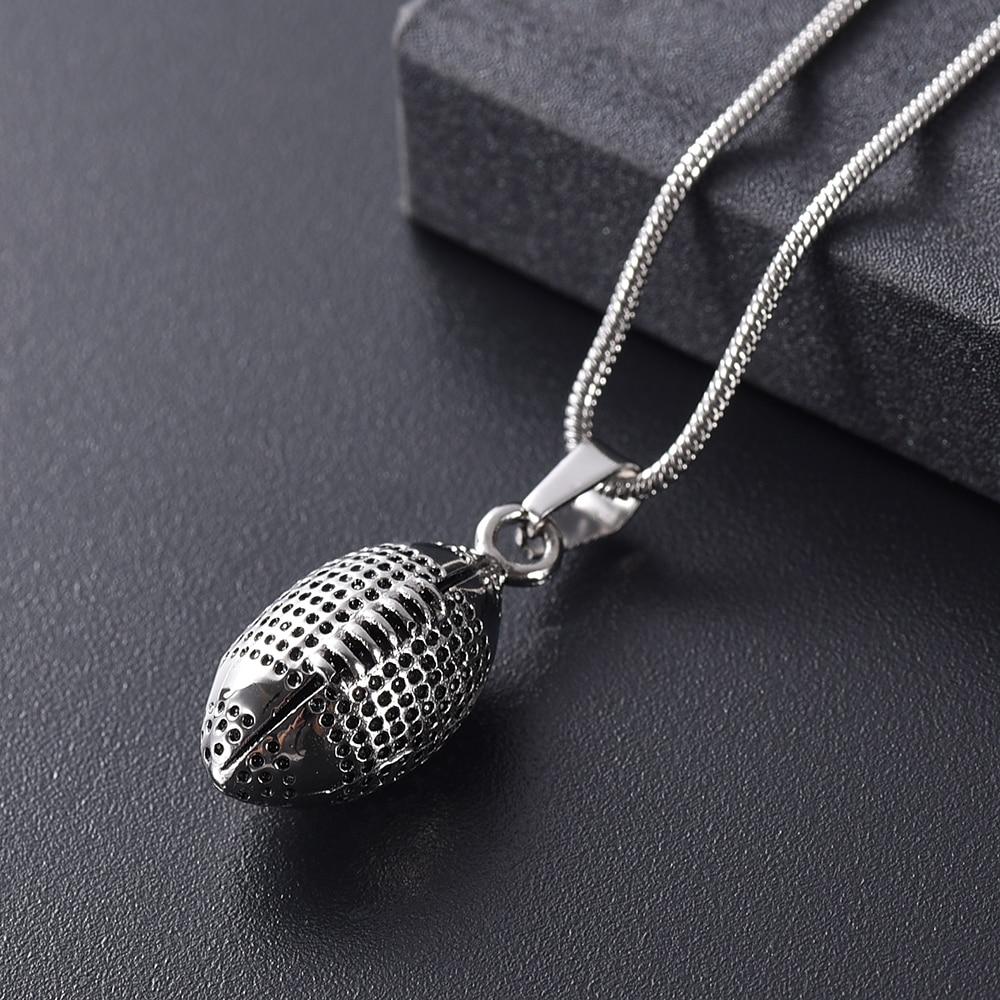 Cremation Necklace - Silver Football Cremation Urn Necklace