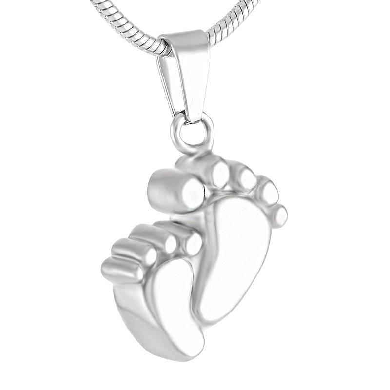 Cremation Necklace - Silver Footprints Cremation Urn Necklace
