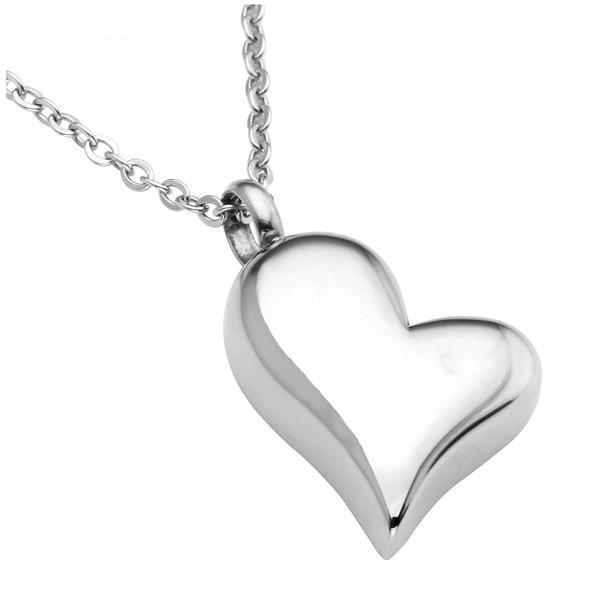 Cremation Necklace - Silver Heart Cremation Urn Necklace