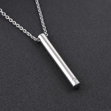 Cremation Necklace - Silver Minimalist Cremation Urn Necklace With Rhinestone Gem