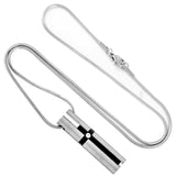 Cremation Necklace - Silver Modern Cross Cylinder Cremation Urn Necklace With Rhinestone