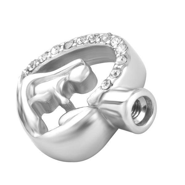 Cremation Necklace - Silver Mother And Child Cremation Urn Necklace With Rhinestone Heart