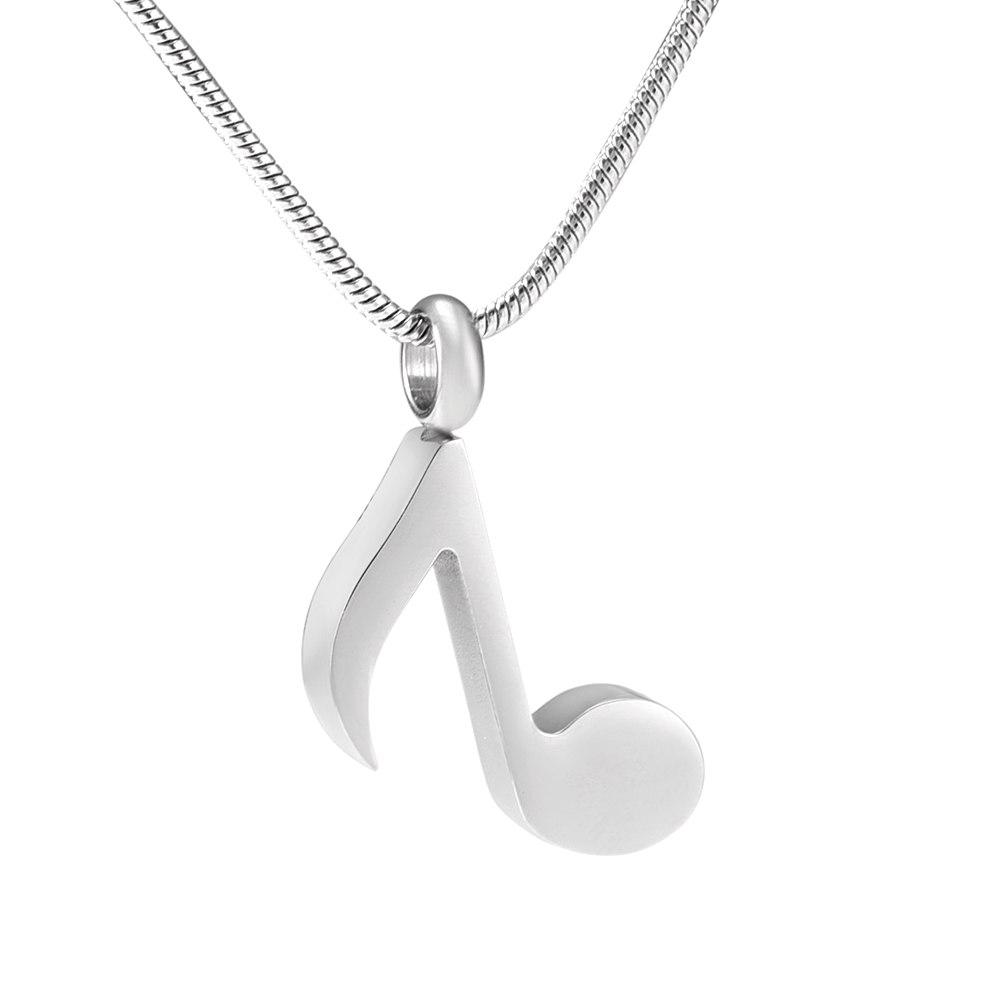 Cremation Necklace - Silver Musical 8th Note Cremation Urn Necklace