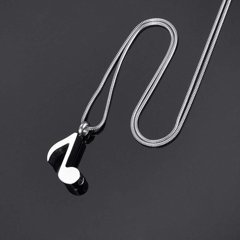 Cremation Necklace - Silver Musical 8th Note Cremation Urn Necklace