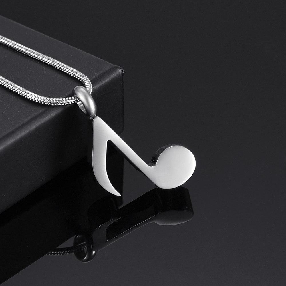 Cremation Necklace - Silver Musical 8th Note Cremation Urn Necklace