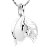 Cremation Necklace - Silver Olive Leaves Cremation Cremation Urn Necklace