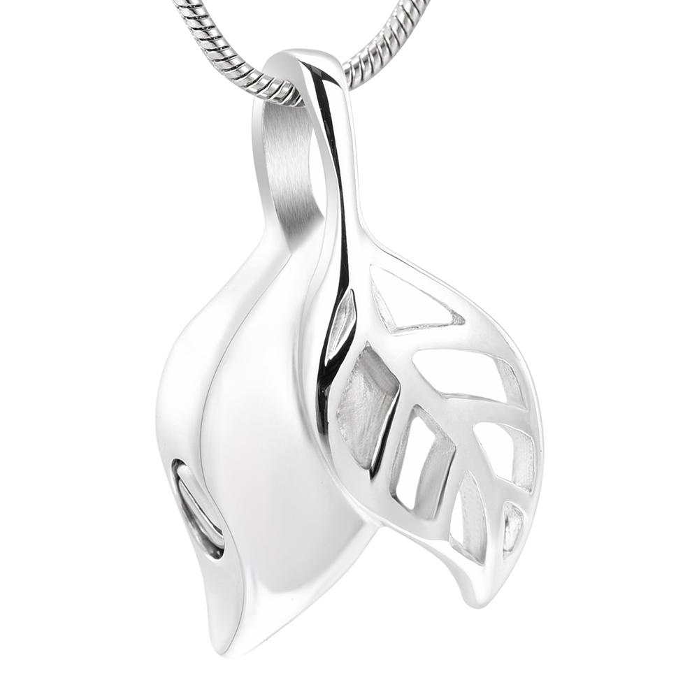 Cremation Necklace - Silver Olive Leaves Cremation Cremation Urn Necklace