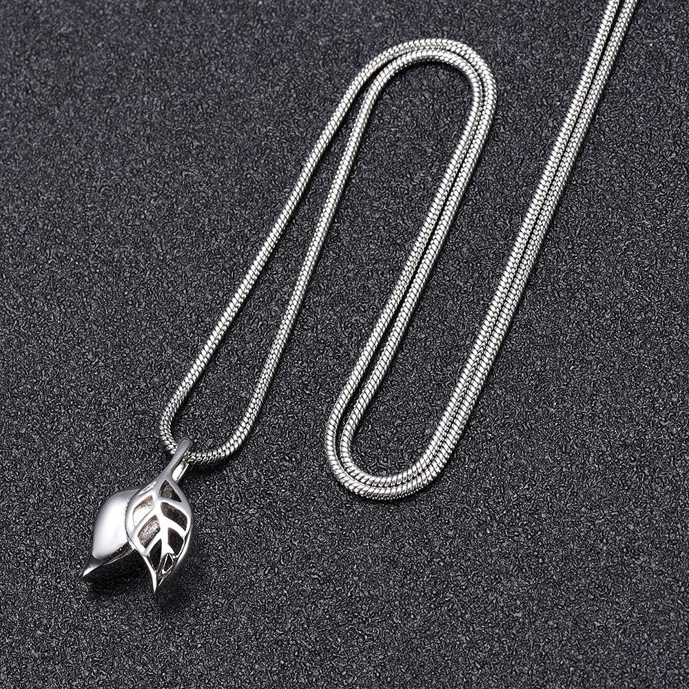 Cremation Necklace - Silver Olive Leaves Cremation Cremation Urn Necklace