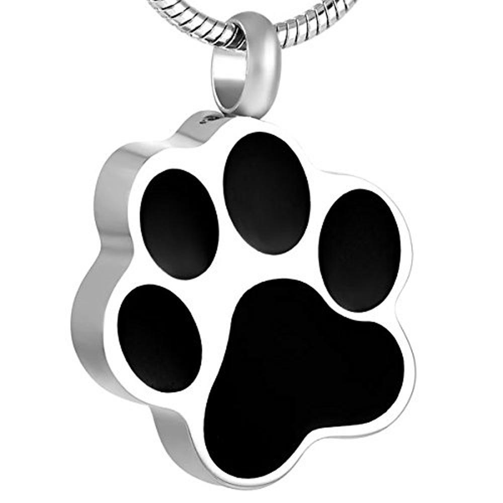 Cremation Necklace - Silver Pet Paw Footprint Cremation Necklace