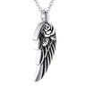 Cremation Necklace - Silver Rose & Angel Wing Cremation Urn Necklace