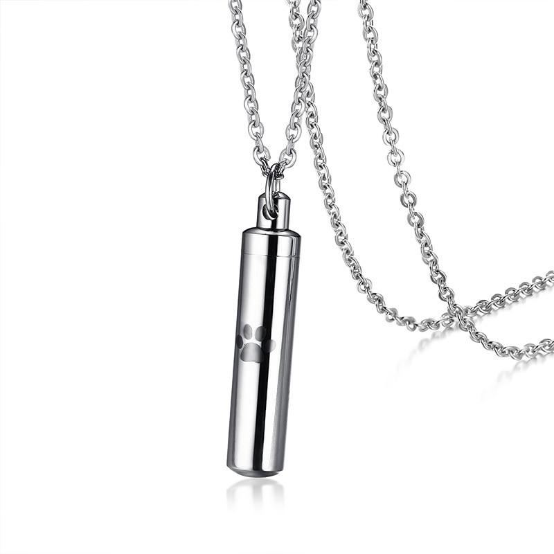 Silver Vial Pet Paw - Cremation Necklace - Ash Jewelry – Cherished Emblems