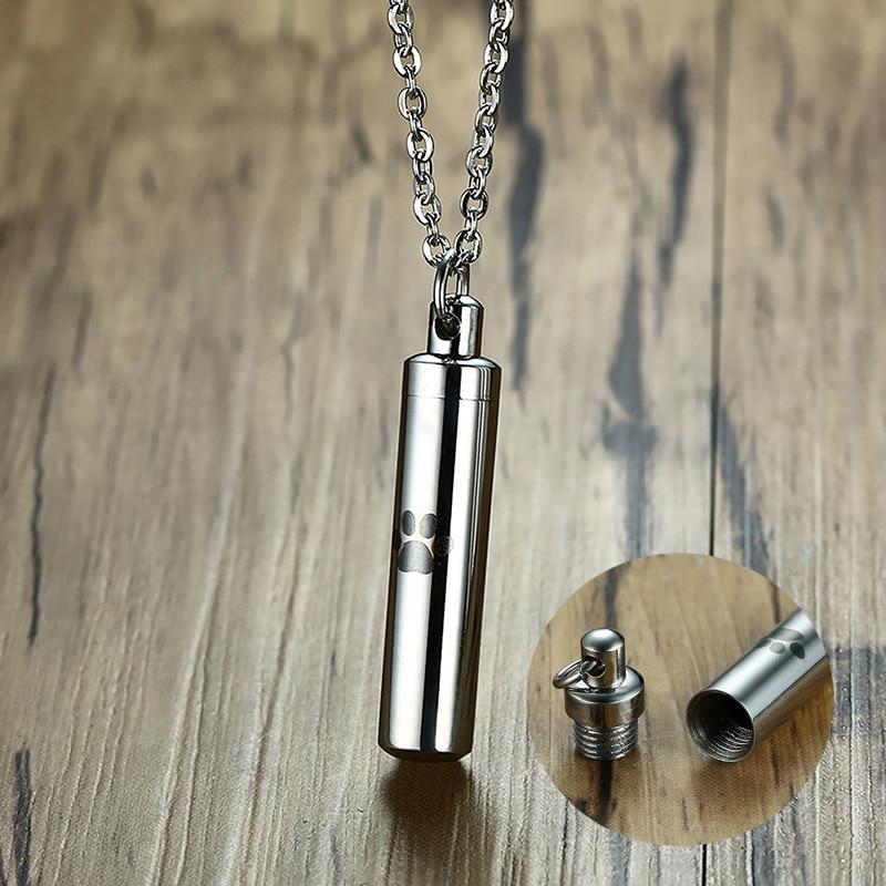 Cremation Necklace - Silver Vial Pet Cremation Necklace