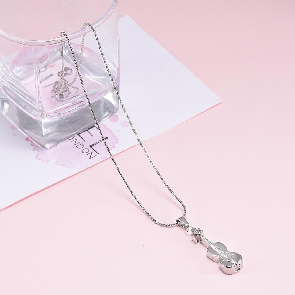 Cremation Necklace - Silver Violin Cremation Urn Necklace