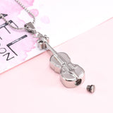 Cremation Necklace - Silver Violin Cremation Urn Necklace