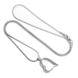 Cremation Necklace - Silver & White Heart Shaped Cremation Urn Necklace With Rhinestones