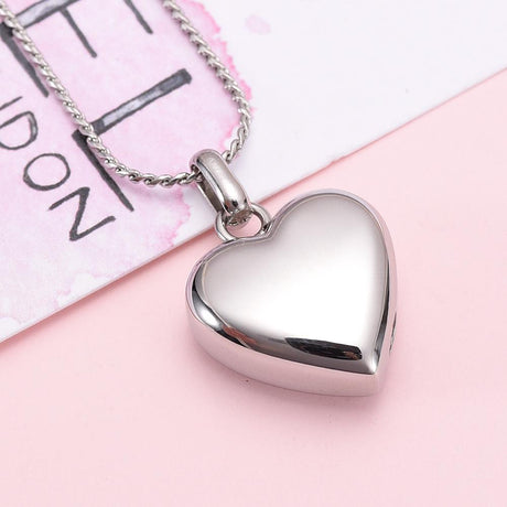 Cremation Necklace - Simple Heart Cremation Urn Necklace Etched With Dad