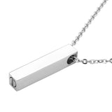 Cremation Necklace - Simple Silver Column Cremation Urn Pendant Necklace