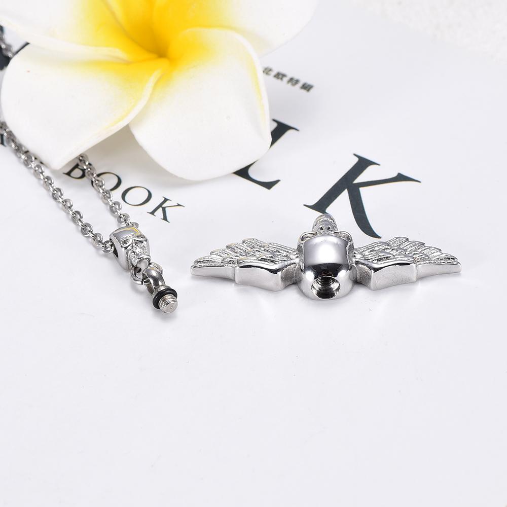 Cremation Necklace - Skull With Wings Cremation Urn Necklace