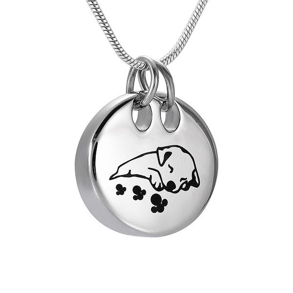 Cremation Necklace - Sleeping Dog Cremation Urn Necklace