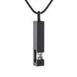 Cremation Necklace - Solid Column Cremation Urn Necklace W/ Rhinestone