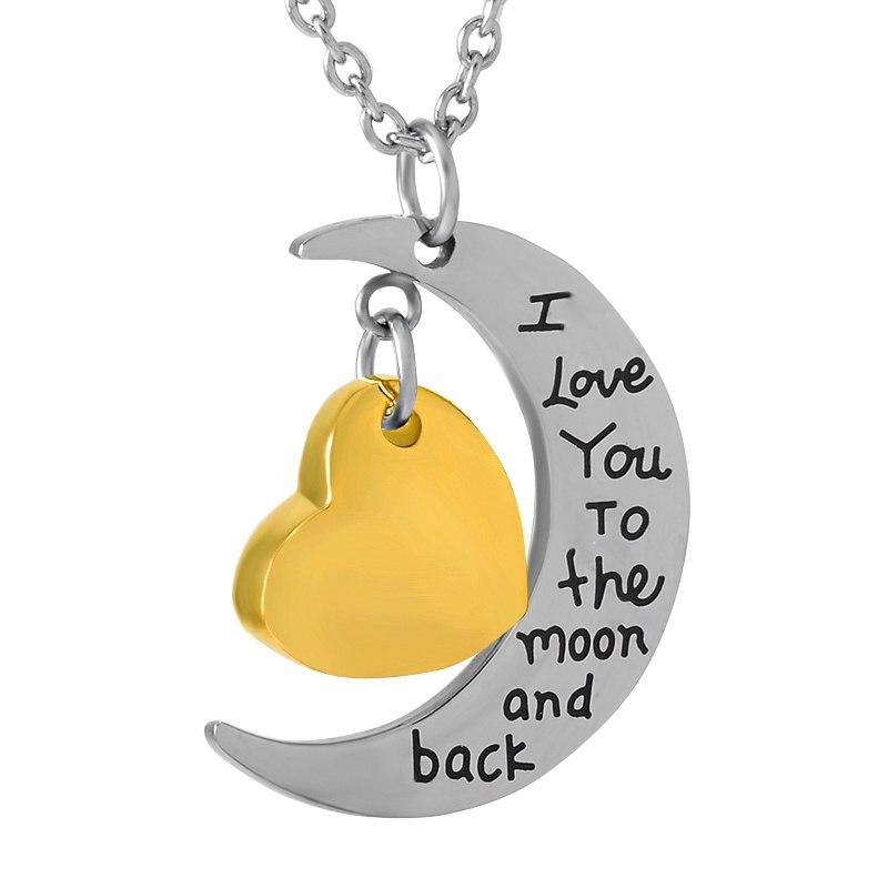 Cremation Necklace - Son/Daughter Crescent Moon & Heart Charm Cremation Urn Necklace