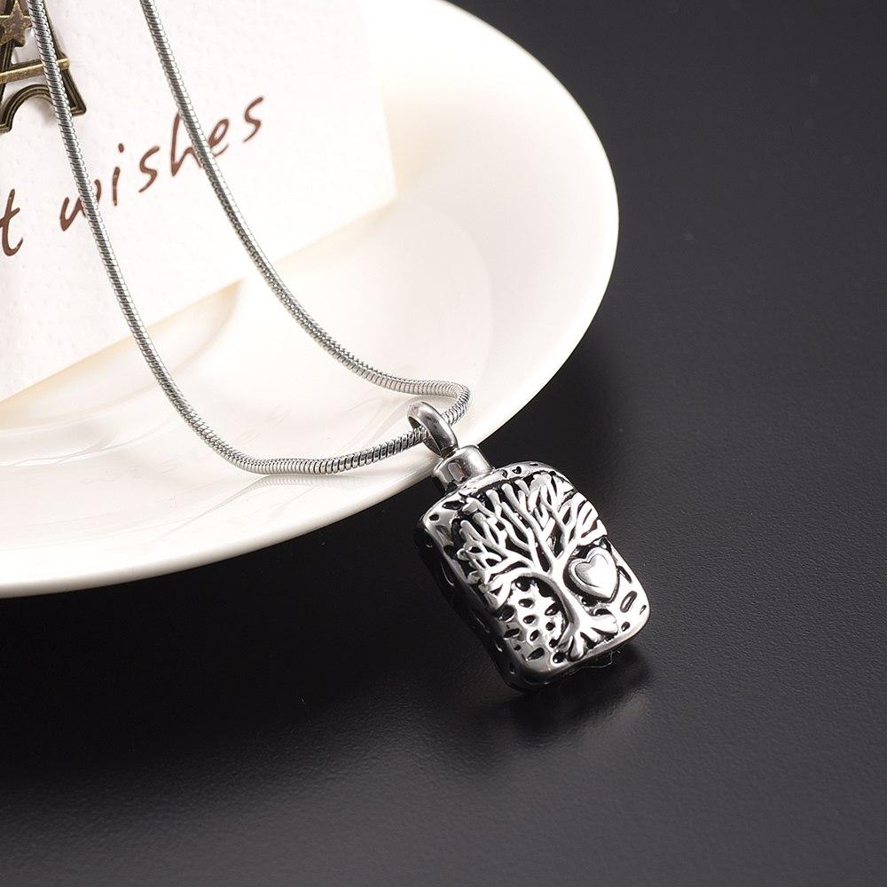 Cremation Necklace - Square Tree Of Life Cremation Urn Necklace