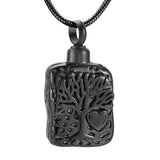 Cremation Necklace - Square Tree Of Life Cremation Urn Necklace