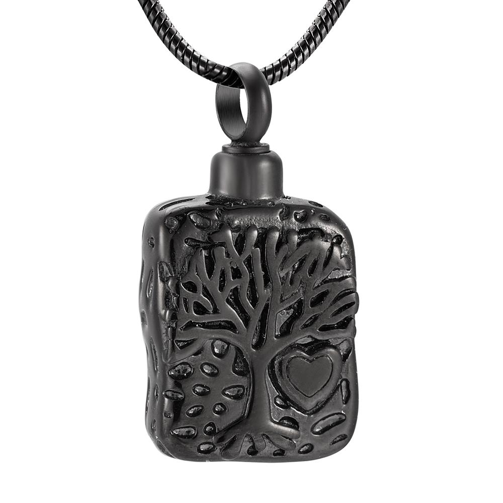 Cremation Necklace - Square Tree Of Life Cremation Urn Necklace