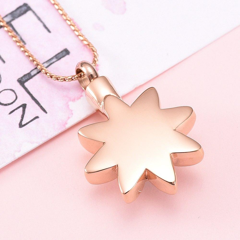 Cremation Necklace - Sun Star With Rhinestone Inlay Cremation Urn Necklace