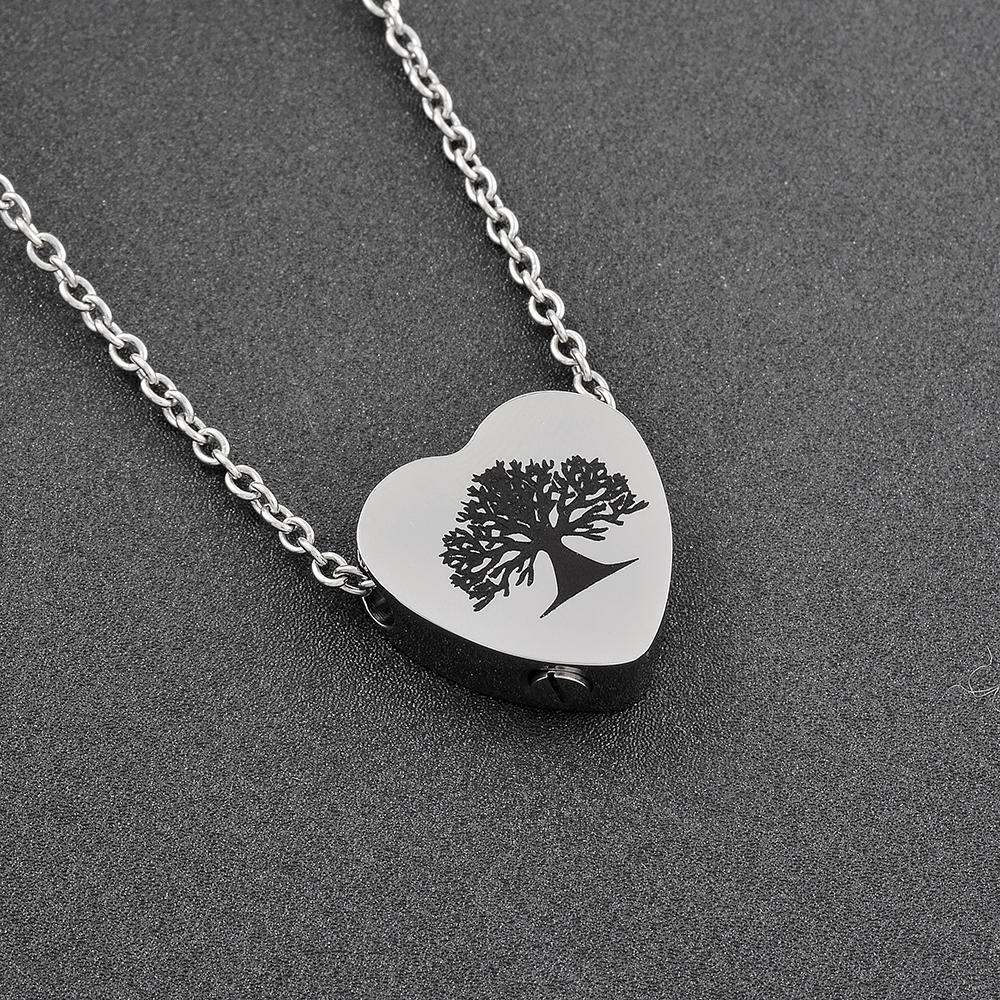 Cremation Necklace - Tree Of Life Inside A Heart Cremation Urn Necklace