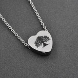 Cremation Necklace - Tree Of Life Inside A Heart Cremation Urn Necklace