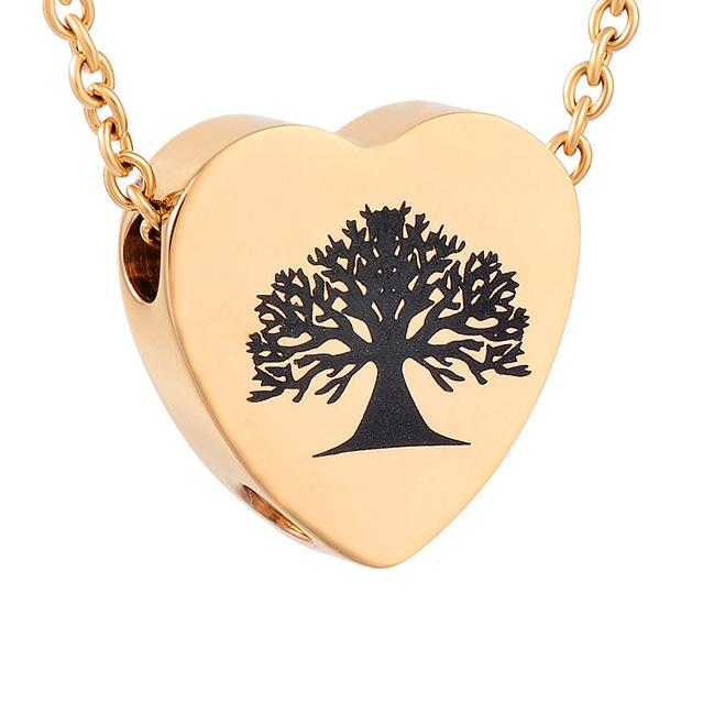 Cremation Necklace - Tree Of Life Inside A Heart Cremation Urn Necklace