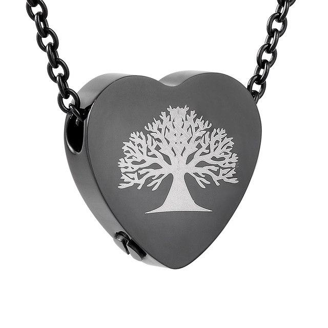Cremation Necklace - Tree Of Life Inside A Heart Cremation Urn Necklace