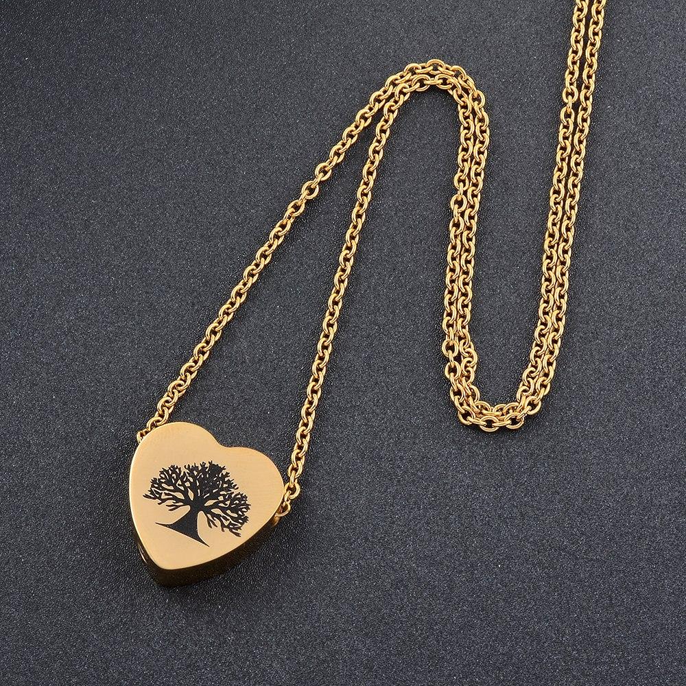 Cremation Necklace - Tree Of Life Inside A Heart Cremation Urn Necklace