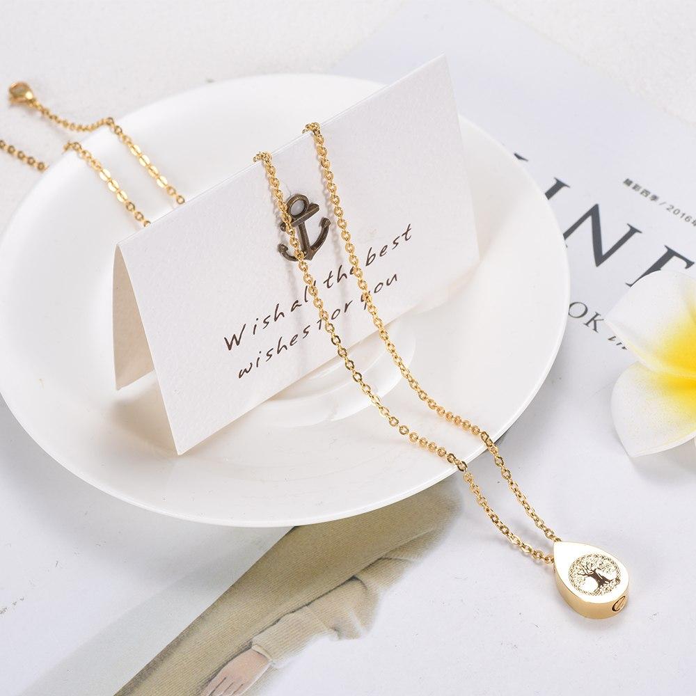 Cremation Necklace - Tree Of Life Teardrop Cremation Urn Necklace