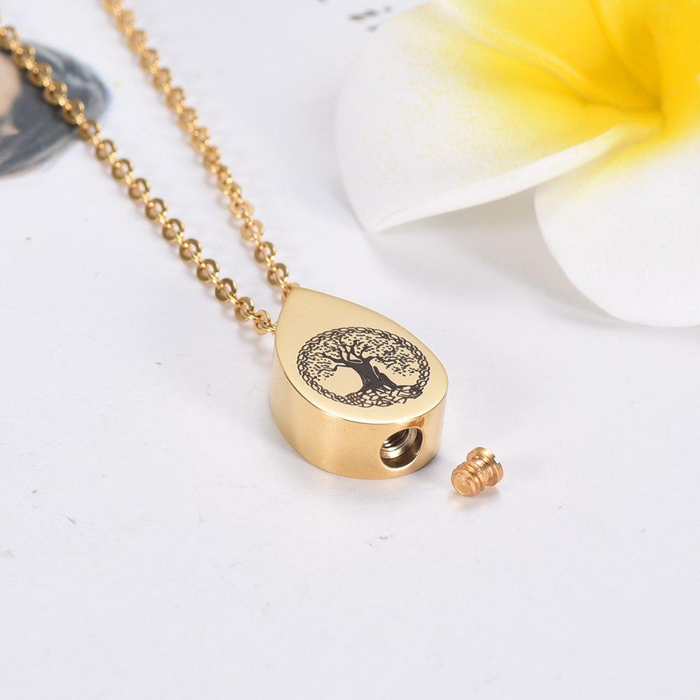 Cremation Necklace - Tree Of Life Teardrop Cremation Urn Necklace