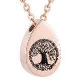 Cremation Necklace - Tree Of Life Teardrop Cremation Urn Necklace