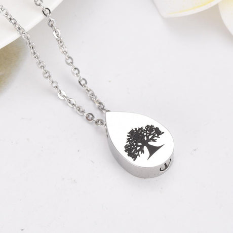 Cremation Necklace - Tree Of Life Teardrop Cremation Urn Necklace