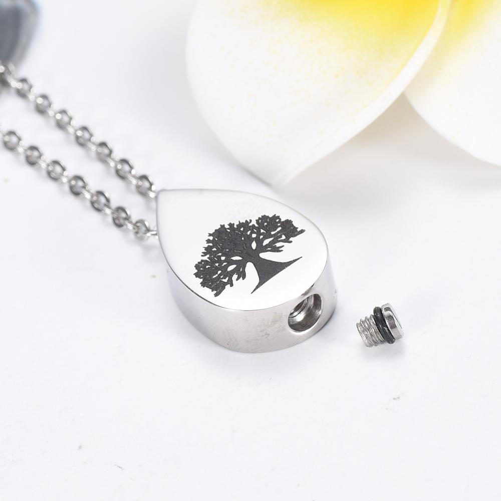 Cremation Necklace - Tree Of Life Teardrop Cremation Urn Necklace