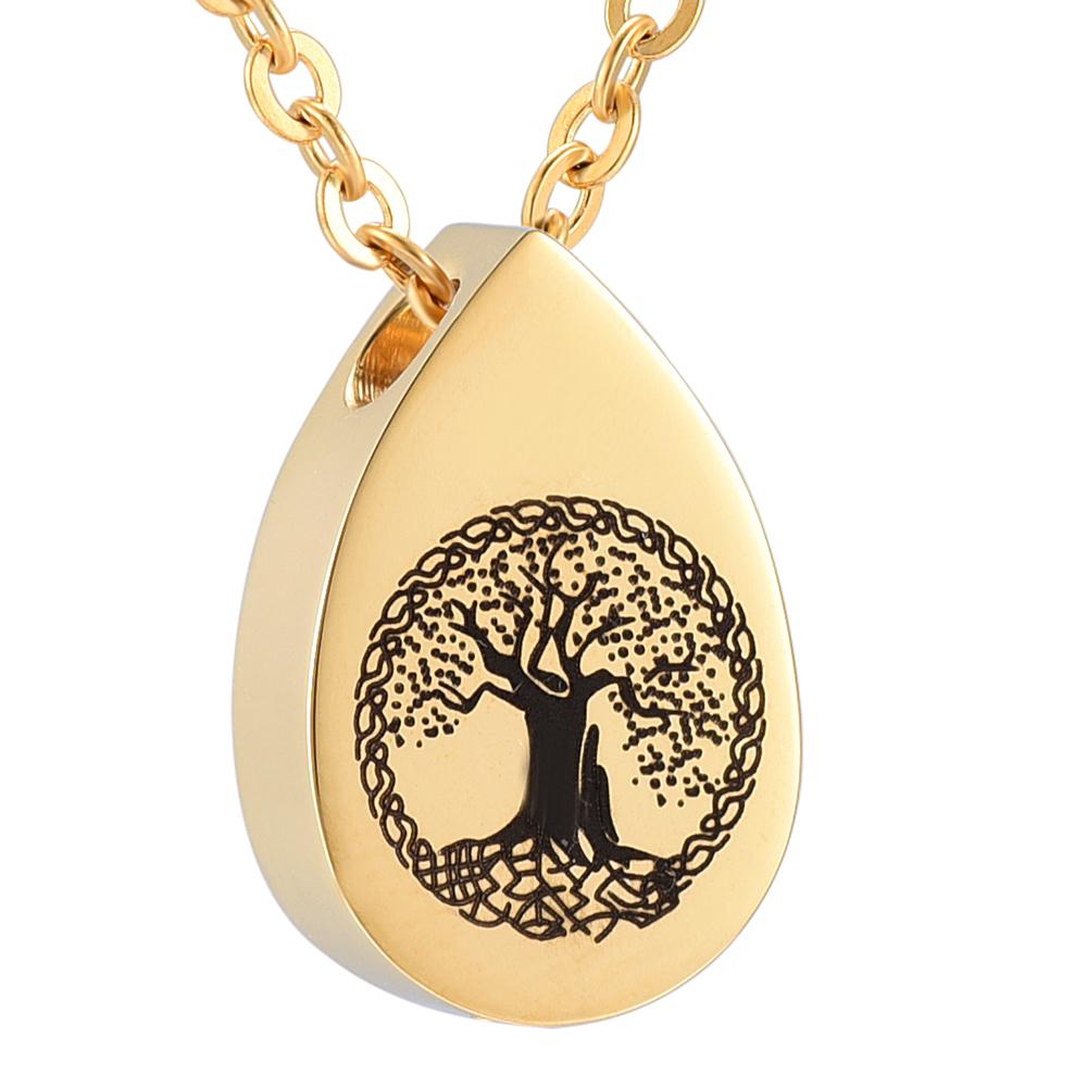 Cremation Necklace - Tree Of Life Teardrop Cremation Urn Necklace