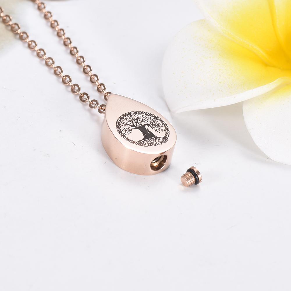 Cremation Necklace - Tree Of Life Teardrop Cremation Urn Necklace