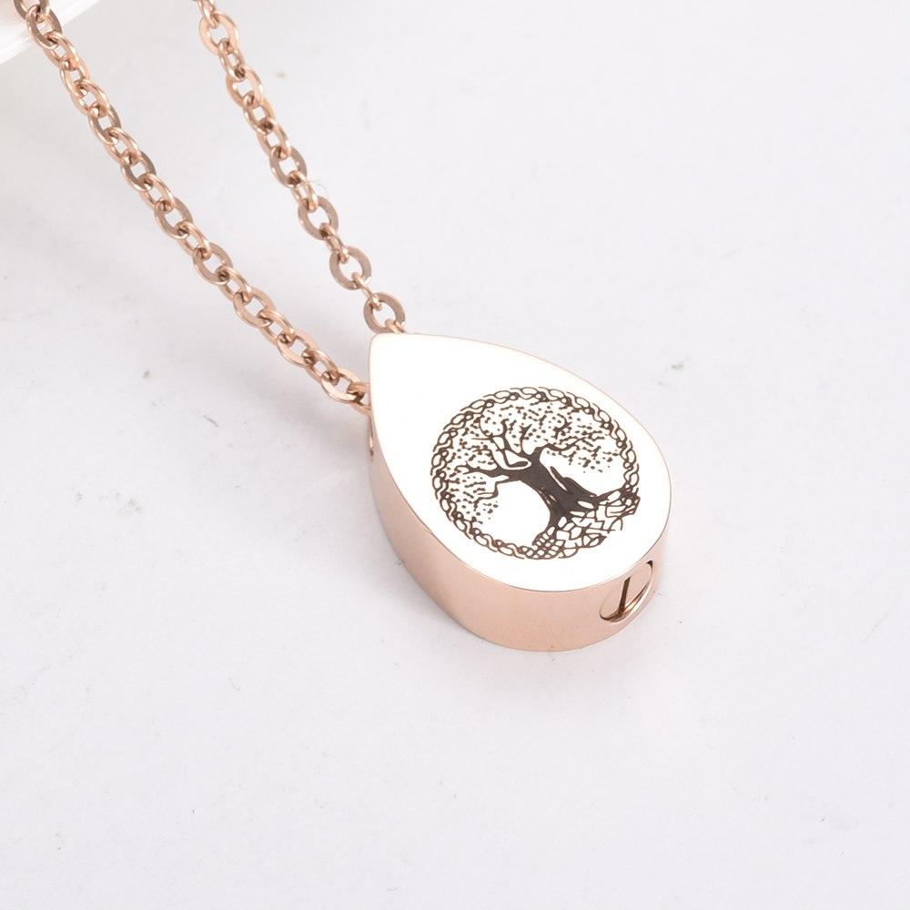 Cremation Necklace - Tree Of Life Teardrop Cremation Urn Necklace