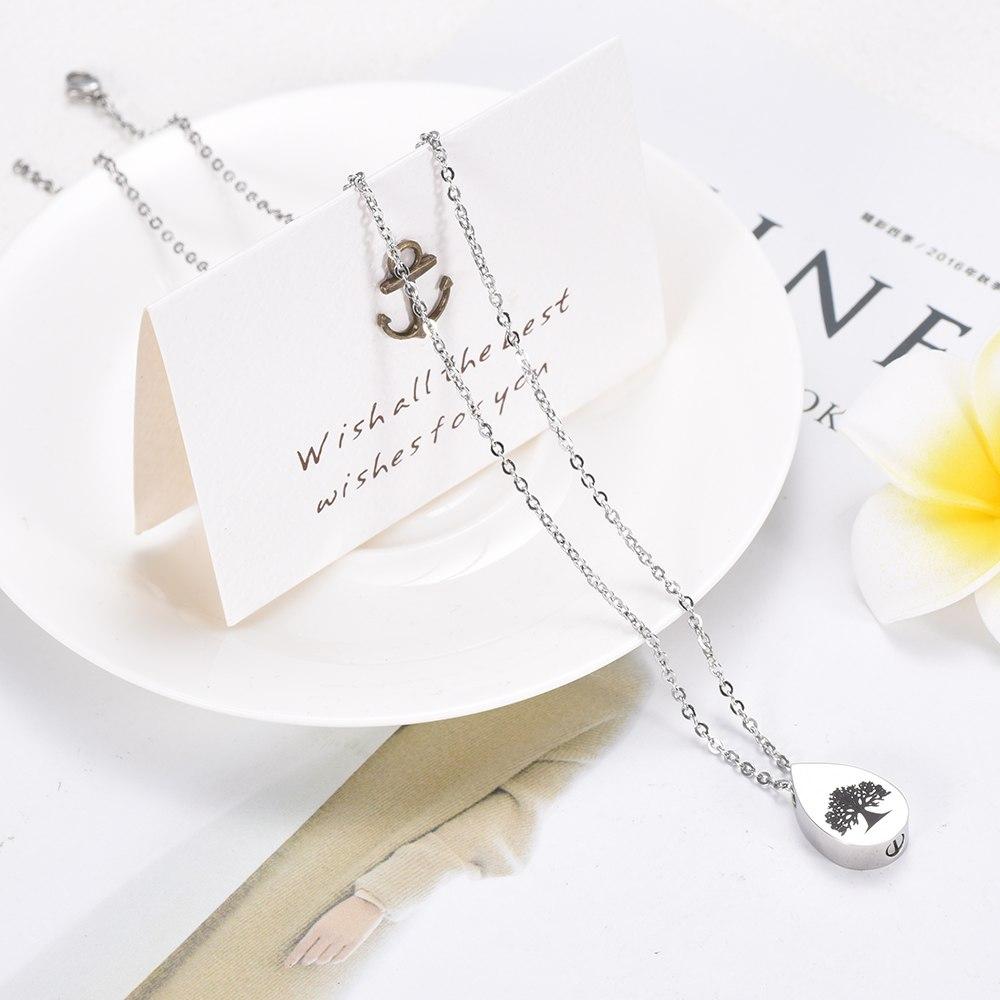 Cremation Necklace - Tree Of Life Teardrop Cremation Urn Necklace