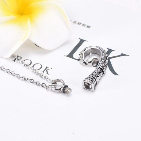 Unique Silver Fish Hook Cremation - Ash Necklace - Cherished Emblems