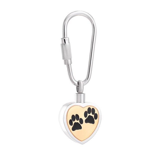 Keychain - Heart Shaped Cremation Urn Keychain With Paw Prints