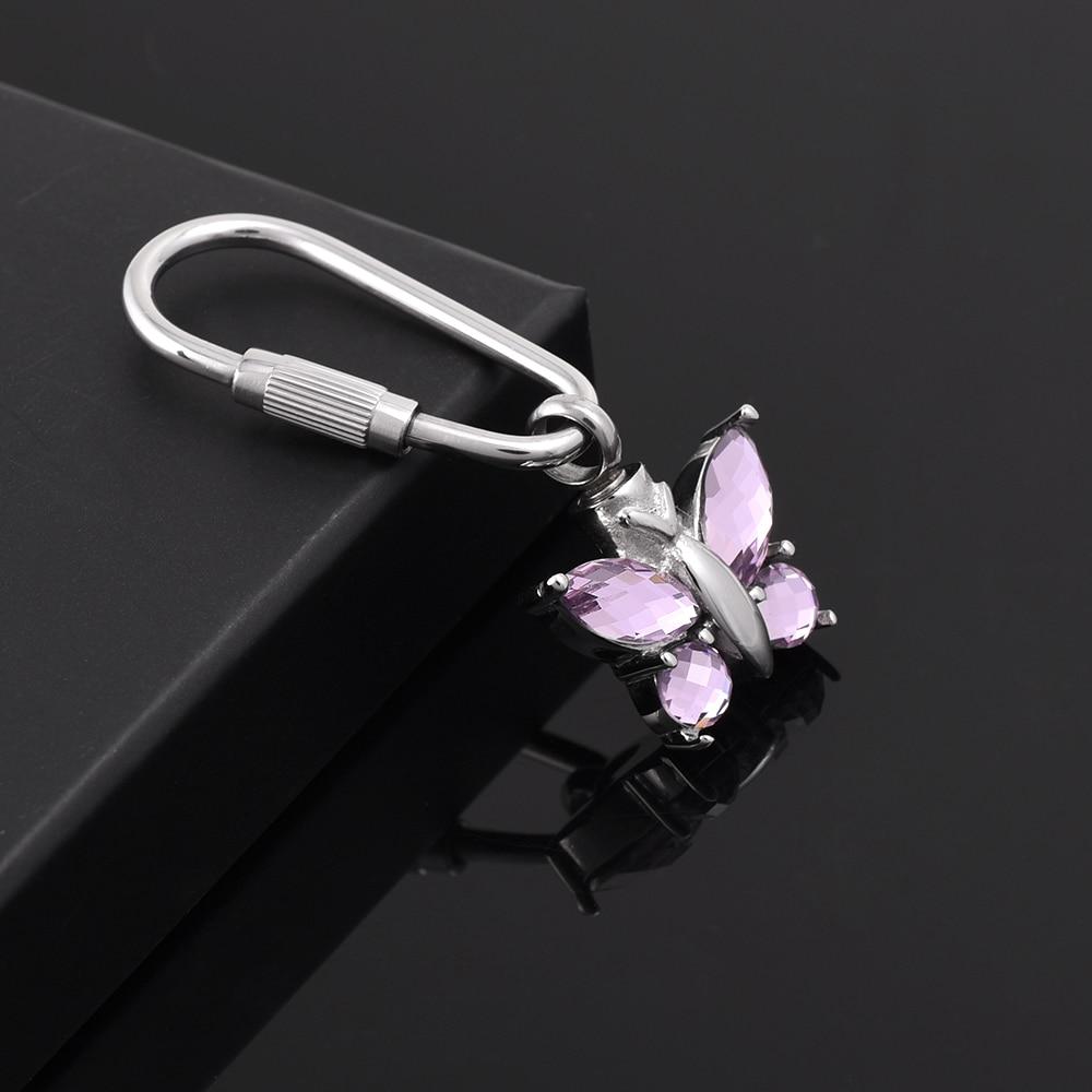 Keychain - Pink Rhinestone Butterfly Cremation Urn Keychain