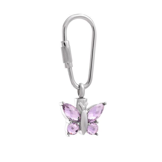 Keychain - Pink Rhinestone Butterfly Cremation Urn Keychain