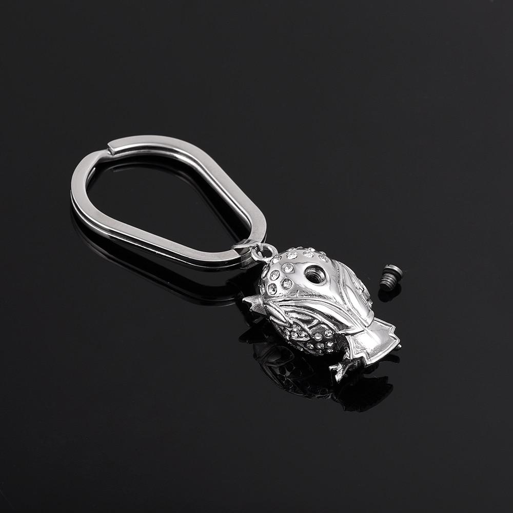 Keychain - Silver Owl Cremation Urn Keychain With Gemstones