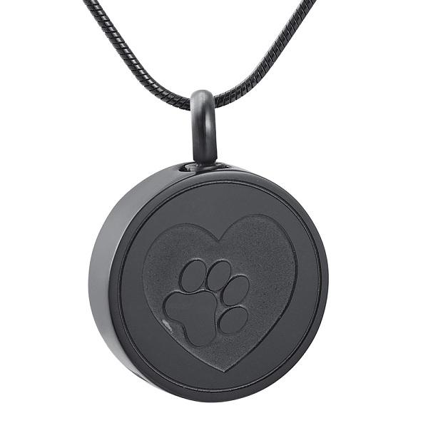 Paw Print Cremation Urn Necklace Etched With A Heart