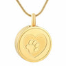 Paw Print Cremation Urn Necklace Etched With A Heart